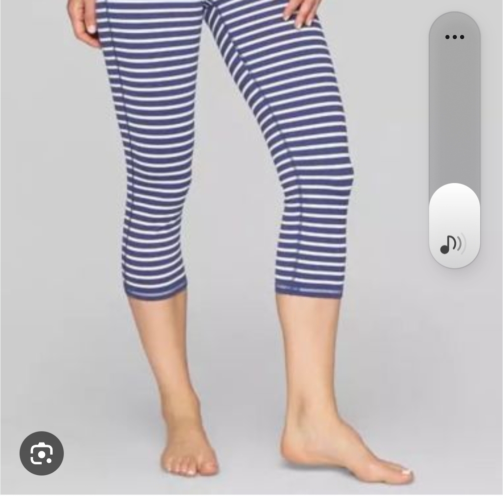 Athleta Blue and White Striped Leggings